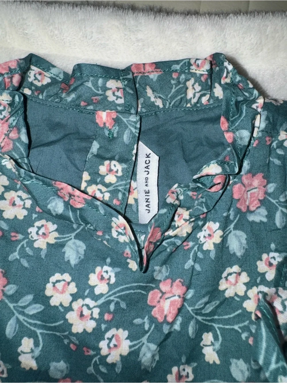 Janie and Jack Teal Floral Girls' One-Piece Romper